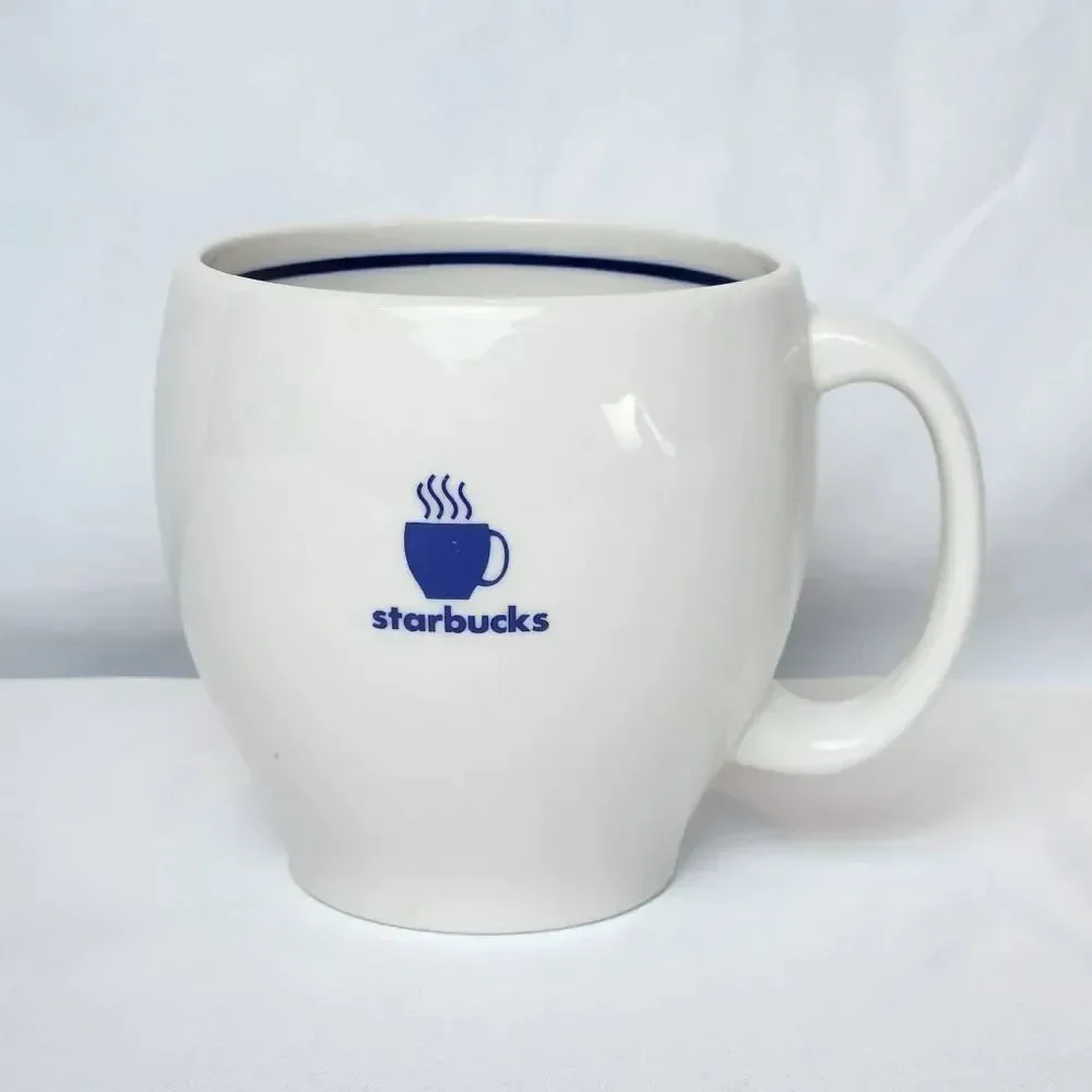 ☕️Vintage Starbucks 2003 White w/Blue Steaming Mug 8oz Coffee Cup